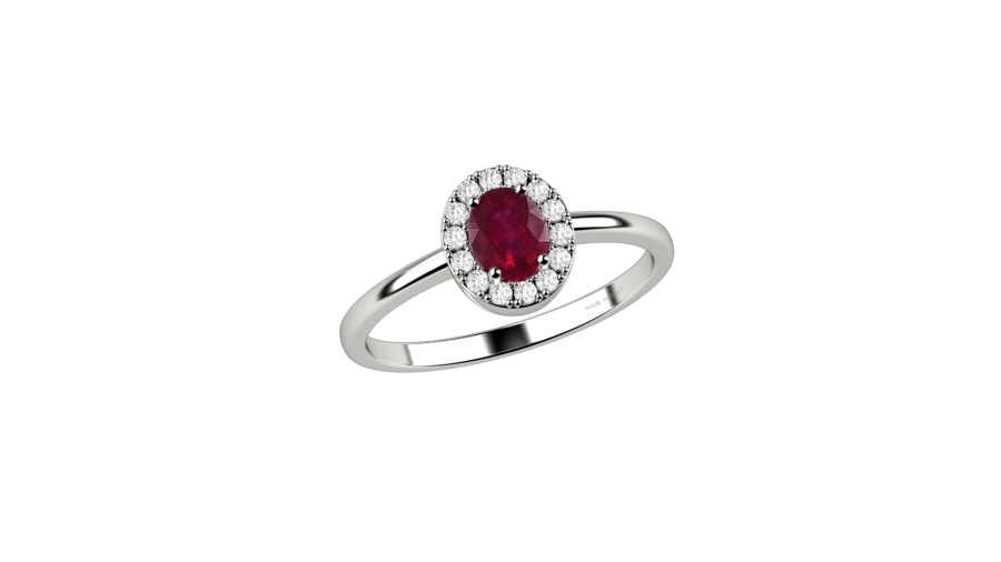 Anello Halo in oro bianco, diamanti e Rubini Anello Halo in oro bianco, diamanti e Rubini
