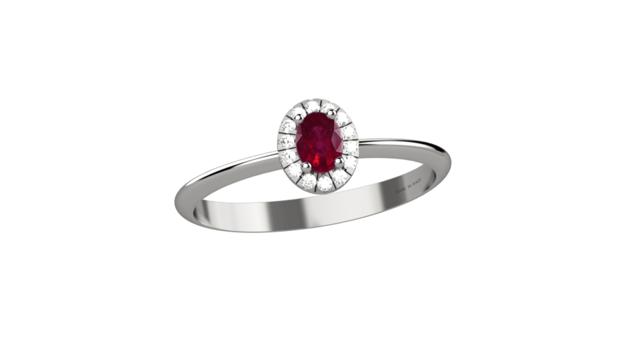 Anello mini halo rubino e diamanti Anello mini halo rubino e diamanti