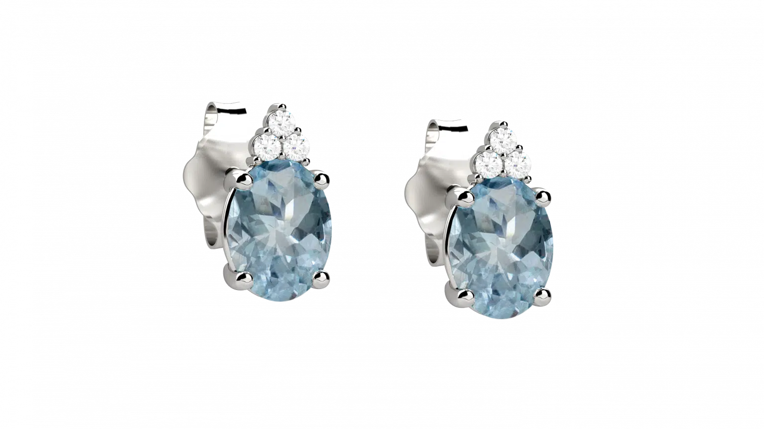 Lux orecchini in oro bianco 18KT con acquamarina ovale e diamanti Lux orecchini in oro bianco 18KT con acquamarina ovale e diamanti